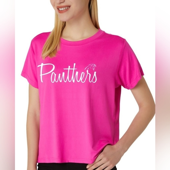 NWT NFL Carolina Panthers Football Tula Knit Short Sleeve Top - Picture 2 of 9